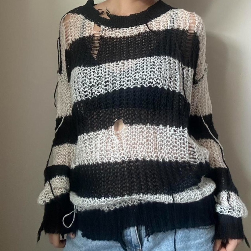 Black and White Striped Sweater